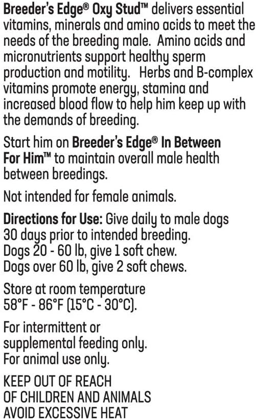 Breeder's Edge Oxy Stud- Male Performance Supplement- for Medium & Large Dogs- 60ct Soft Chews