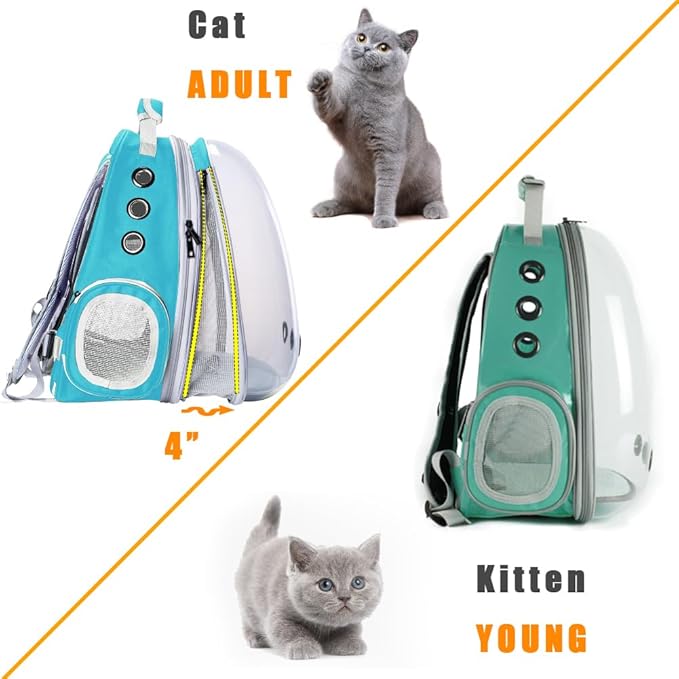 Front Expandable Cat Backpack Carrier, Fit up to 20 lbs, Space Capsule Bubble Window Pet Carrier Backpack for Large Fat Cat and Small Puppy