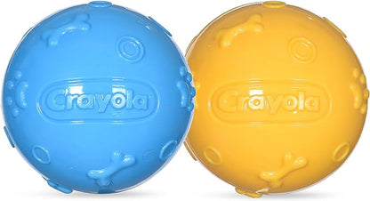 Crayola for Pets 2pk Balls in Pup-Visible Colors Dogs See Best, Embossed Texture for Easy Grip Fetch and Chew, TPR, Rubber Chew Toys for Dogs, Yellow + Blue Tennis Ball Style Dog Toys