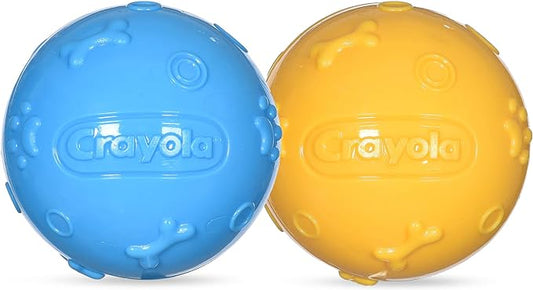 Crayola for Pets 2pk Balls in Pup-Visible Colors Dogs See Best, Embossed Texture for Easy Grip Fetch and Chew, TPR, Rubber Chew Toys for Dogs, Yellow + Blue Tennis Ball Style Dog Toys