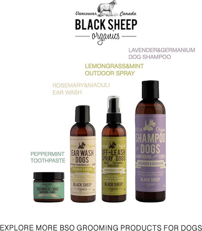 Natural Dog Ear Cleaner Solution - Dog Itchy Ears Treatment - Eliminates Odor & Waxy Buildup - Gentle Dog Ear Wash Formula - Made in Canda by Black Sheep Organics (4 fl oz)