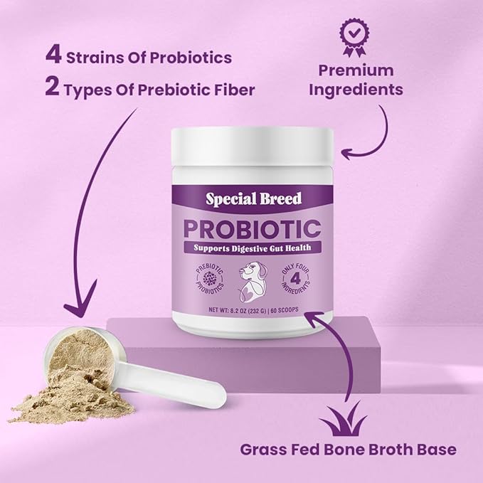 Probiotic Powder for Dogs - Probiotics Digestive Supplement with Bone Broth for Your Dog, Supports Healthy Pet Digestion, 8.2 oz