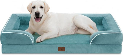 Jumbo Breed Dog Bed, Jumbo Orthopedic Dog Bed for Extra Large Dogs, Waterproof Dog Bed, PV Washable Dog Sofa Bed with Removable Cover & Non-Slip Bottom(Jumbo,Washed Blue)