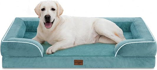 Jumbo Breed Dog Bed, Jumbo Orthopedic Dog Bed for Extra Large Dogs, Waterproof Dog Bed, PV Washable Dog Sofa Bed with Removable Cover & Non-Slip Bottom(Jumbo,Washed Blue)