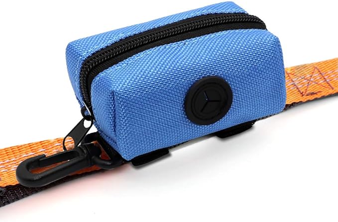 SLSON Pet Waste Bag Dispenser Zippered Pouch,Portable Dog Poop Bag Holder Leash Attachment Lightweight Fabric Bags (Blue)