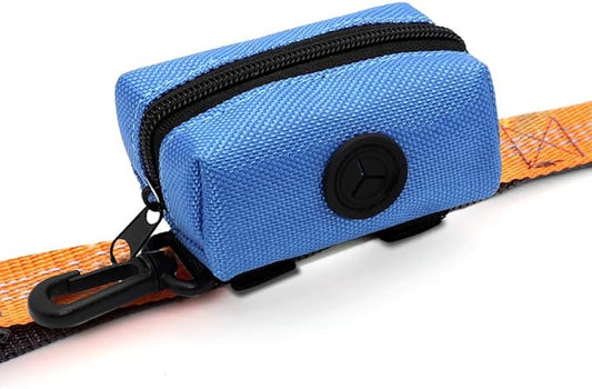 SLSON Pet Waste Bag Dispenser Zippered Pouch,Portable Dog Poop Bag Holder Leash Attachment Lightweight Fabric Bags (Blue)
