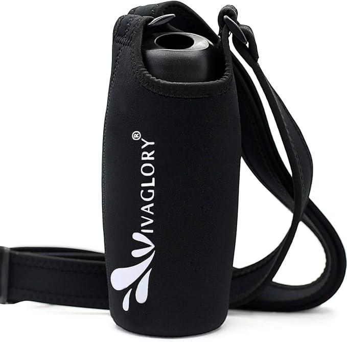 VIVAGLORY 25oz Stainless Steel Water Bottle & Neoprene Bottle Carrier Combo, Dog Drinking Bottles and Water Bottle Holder, Great for Hiking & Traveling with Pets