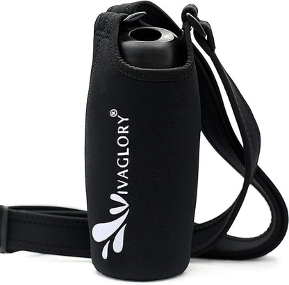 VIVAGLORY 25oz Stainless Steel Water Bottle & Neoprene Bottle Carrier Combo, Dog Drinking Bottles and Water Bottle Holder, Great for Hiking & Traveling with Pets