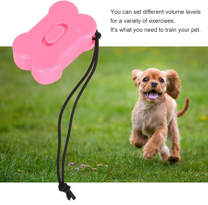 3Pcs Pink Bone Shape Dog Training Clicker, 3 level Volume Adjustment Pet Training Clickers with Wrist Strap for Dogs Cats Birds, Durable and Lightweight