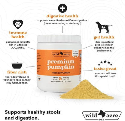 Pumpkin Powder for Dogs - No More Diarrhea or Scoots! - Digestive Puree Treat or Food Topper - Fiber Supplement for Dogs with Prebiotics, 16oz