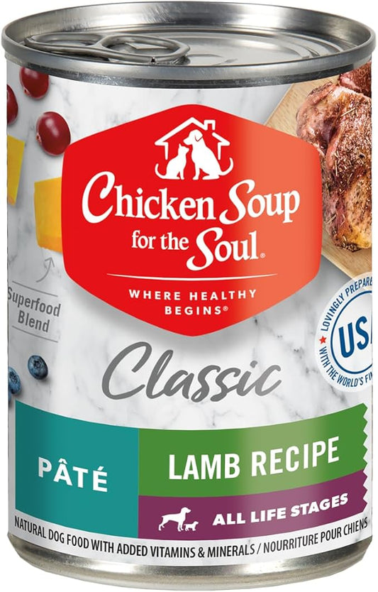 Chicken Soup for the Soul Classic Wet Dog Food, Lamb Recipe Pate, 12.5 Ounce Can (Pack of 12)