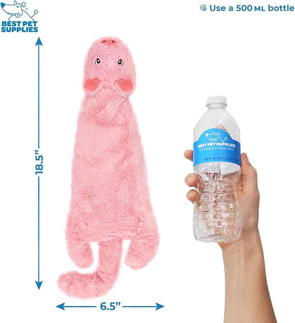Best Pet Supplies Stuffing Free Squeaky Dog Toys for Small Dogs, Medium Dogs, and Large Dogs, Durable, Best Dog Chew Toy for Teething Puppy, Indoor Play, Holds Plastic Bottle - Pig, Medium