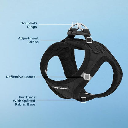 Voyager Step-In Plush Dog Harness – Soft Plush, Step In Vest Harness for Small and Medium Dogs by Best Pet Supplies - Harness (Black Plush), XL (Chest: 20.5 - 23")