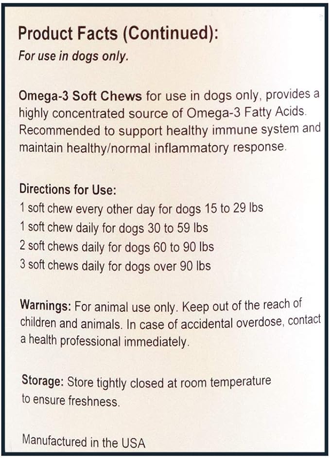 Pet’s Choice Pharmaceuticals Skin & Coat, Omega-3 Soft Chews for Large to Giant Dogs, 150 ct