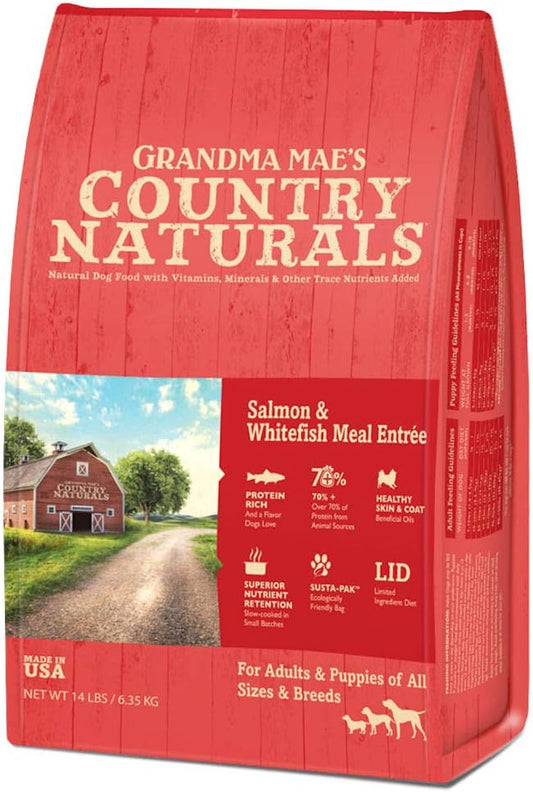 Grandma Mae's Country Naturals Grain Inclusive Dry Dog Food 14 LB Salmon & Whitefish