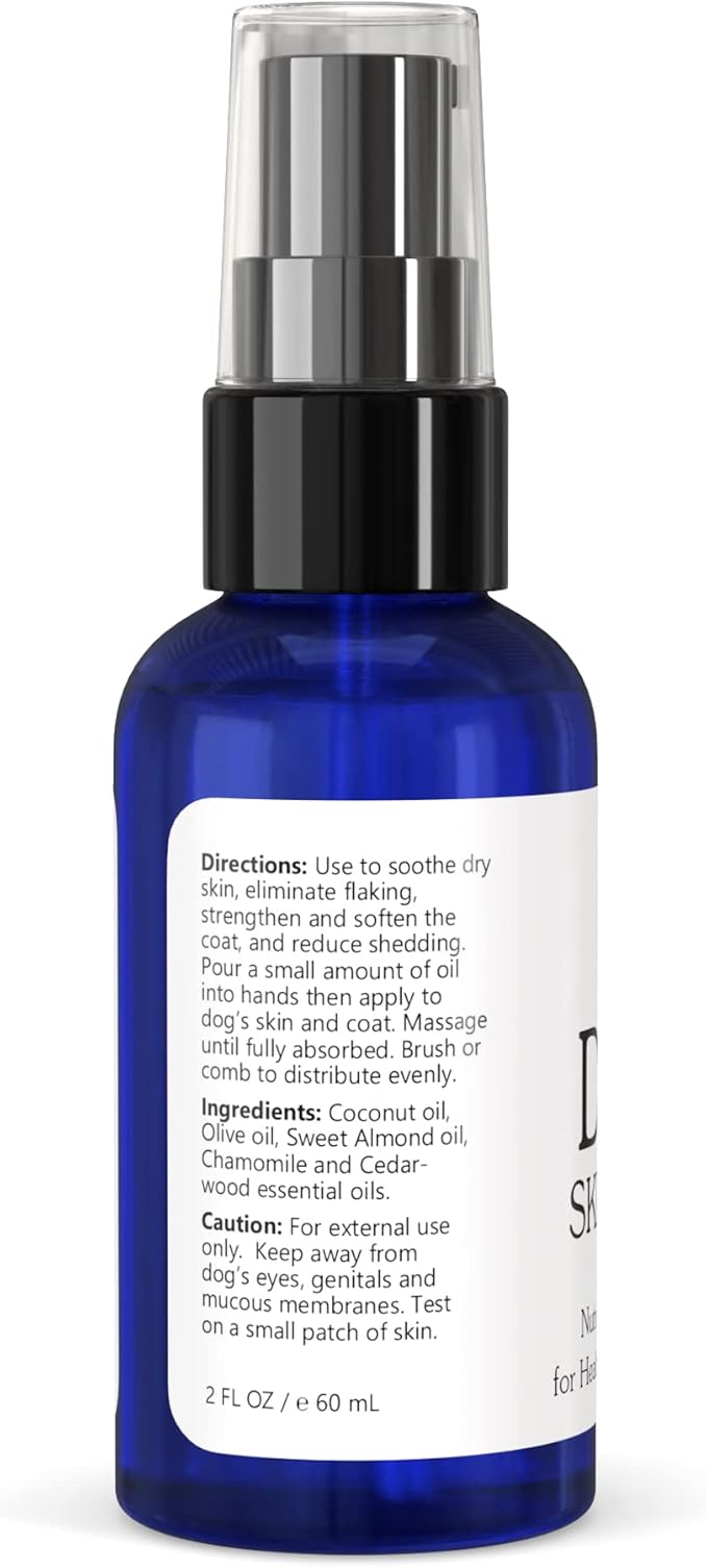 Natural SKIN & COAT Oil for Dogs | Skin Soother with Coconut, Almond and Olive Oils | Soothe Dry Skin, Allergies and Skin Irritation | Add Softness and Shine to a Dull Coat | Made in The USA