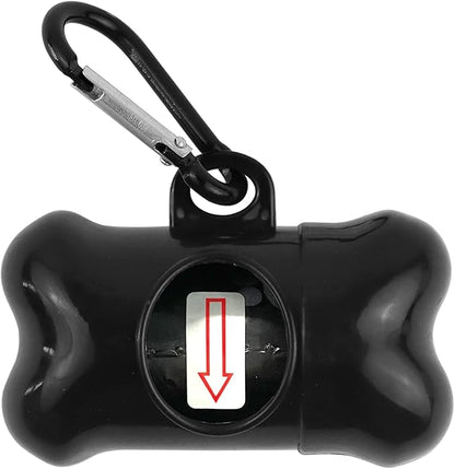 Dog Poop Bags Dispenser with Carabiner Clip, Doggy Poop Bag Holders for Leashes Include 1 Roll (15 Bags) Leak-Proof Large Lavender Scented Doggie Pet Waste Bags, Eco-Friendly Dog Accessories, Black