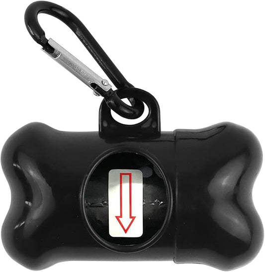 Dog Poop Bags Dispenser with Carabiner Clip, Doggy Poop Bag Holders for Leashes Include 1 Roll (15 Bags) Leak-Proof Large Lavender Scented Doggie Pet Waste Bags, Eco-Friendly Dog Accessories, Black
