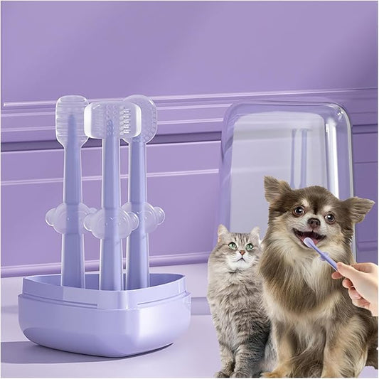 3PCS Cat Toothbrush Kit, Dog Toothbrush Kit, Pet Toothbrush Set for Cats and Dogs - Complete Oral Care with Soft Bristles - Ideal for Teeth Cleaning, Dental Hygiene, Plaque Removal
