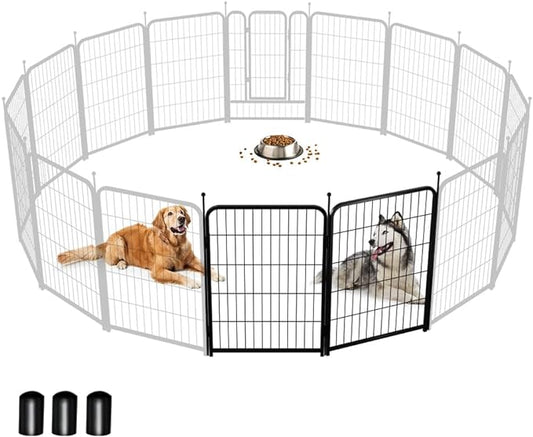 PawGiant Dog Fence Playpen 24”/32”/40” Indoor Outdoor for Small/Medium/Large Dogs, Metal Pet Puppy Cat Exercise Fencing Gate Crate Cage Outside RV, Camping, Yard, Garden (2 Panel, 27" W x 40" H)