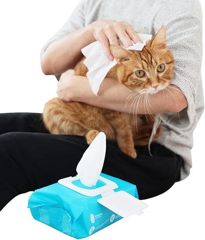 ALL FOR PAWS Pet Wipes Dog Grooming Wipes Unscented Cat Cleaning Wipes Fragrance Free Hypoallergenic Pet Wipes, Clean Face and Body, Larger and Thicker for Dogs and Cat, 100 Counts