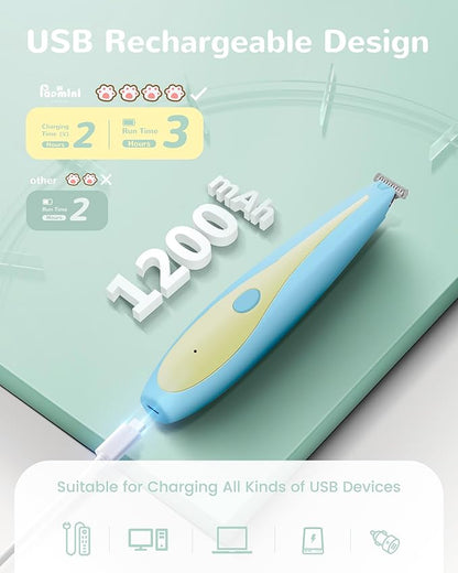 Dog Clippers for Grooming,35dB Ultra-Low Noise 2 Speed Dog Paw Trimmer,USB Rechargeable Dog Trimmer for Grooming,Cordless Dog Shaver for Paws,Eyes,Ears,Face,Rump with LED Light