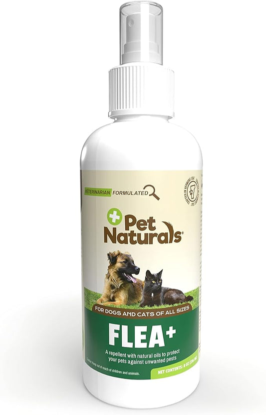 Pet Naturals Flea and Tick Prevention Spray with Natural Oils for Dogs and Cats, 8 Ounce - Safe for Bedding and Collars - Clean, Non Sticky Ingredients