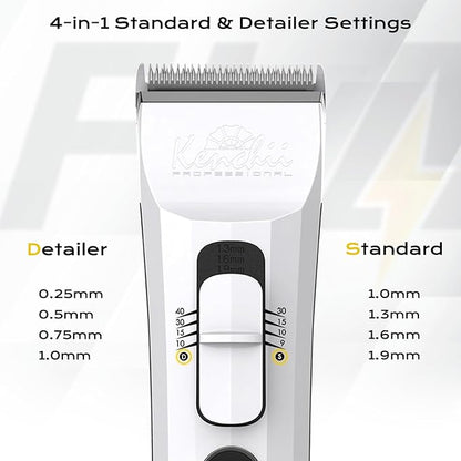 Kenchii Flash Dog Clippers for Grooming - 4-in-1 Digital Cordless Dog Grooming Clippers - Precision Pet Grooming Trim, Shape, and Style Effortlessly, Pearl Black