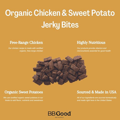 Dog Treats from ButcherBox - Organic Chicken and Sweet Potato Jerky Bites for Small and Large Dogs, Grain Free, Made and Sourced in The USA, 8 oz Bag (3 Count)