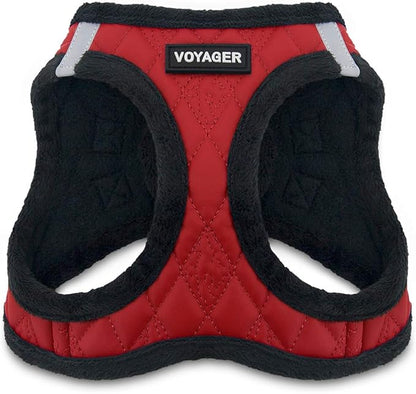 Voyager Step-In Plush Dog Harness – Soft Plush, Step In Vest Harness for Small and Medium Dogs by Best Pet Supplies - Harness (Red Faux Leather), XL (Chest: 20.5 - 23")