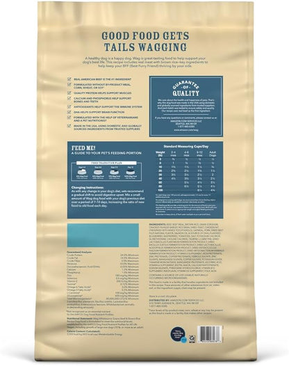 Amazon Brand – Wag Dry Dog Food, Beef and Brown Rice, 30 lb Bag (Pack of 1)