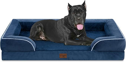 XXL Orthopedic Dog Bed, Waterproof Orthopedic Foam Extra Large Dog Beds, Washable Dog Sofa Bed with Removable Cover & Non-Slip Bottom(XX-large,Navy Blue)