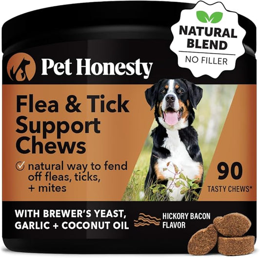 Pet Honesty Flea and Tick Prevention for Dogs Supplement - Natural Flea and Tick Chews for Dogs, Oral Flea Pills, No Harsh Chemicals, Natural Way to Enjoy The Outdoors - Bacon (90 Count)