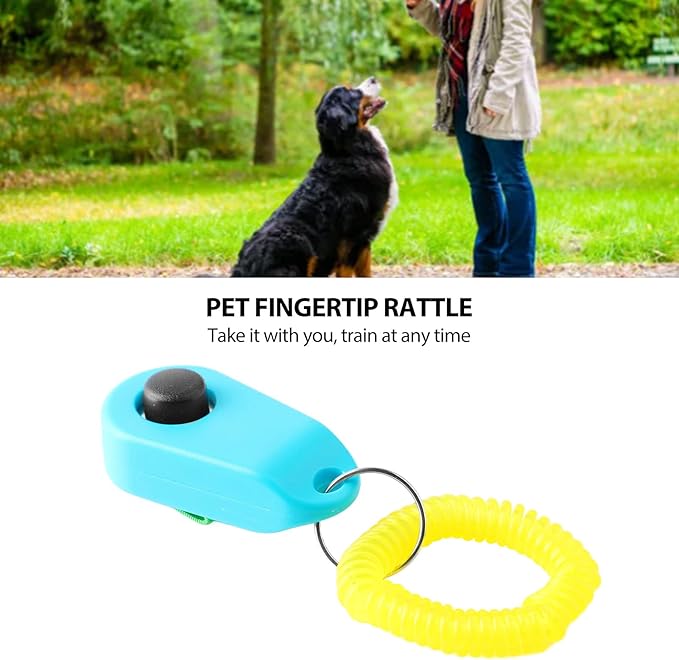 Dog Training Clicker, Lightweight Pet Training Clicker with Finger Ring and Wrist Strap, Clicker for Pets Cats Puppy Birds Horses, Perfect for Behavioral Training (Sky