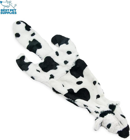 Best Pet Supplies Stuffing Free Squeaky Dog Toys for Small Dogs, Medium Dogs, and Large Dogs, Durable, Best Dog Chew Toy for Teething Puppy, Indoor Play, Holds Plastic Bottle - Cow, Large
