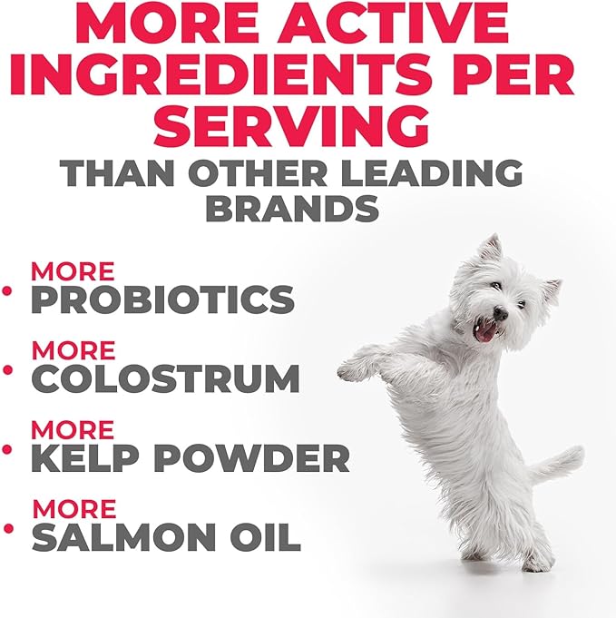 Mighty Petz MAX Dog Allergy Relief Chews - Itch Relief for Dogs. Dog Allergy Chews, Seasonal Allergies, Dog Itchy Skin & Immune Support Supplement. Colostrum & Probiotics