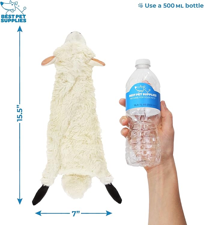 Best Pet Supplies Stuffing Free Squeaky Dog Toys for Small Dogs, Medium Dogs, and Large Dogs, Durable, Best Dog Chew Toy for Teething Puppy, Indoor Play, Holds Plastic Bottle - Sheep, Cow, Medium