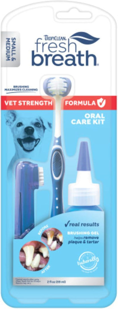 Fresh Breath Certified Wellness Collection Vet Strength Oral Care Kit for Small & Medium Dogs - Removes Plaque & Tartar - Freshens Bad Dog Breath - Teeth Cleaning Kit