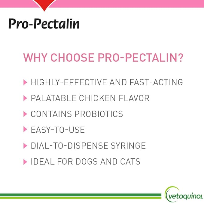 Vetoquinol Pro-Pectalin Oral Paste for Dogs & Cats – Chicken Flavor – Helps Reduce Occasional Loose Stool & Diarrhea, Balance Gut pH, Support Normal Digestion & Intestinal Flora