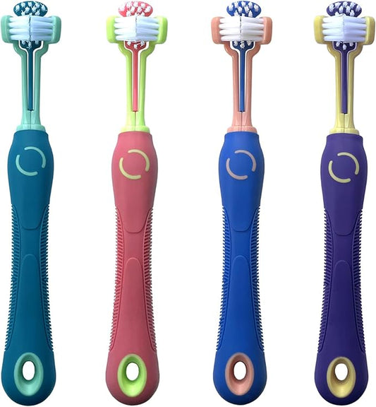 Dog Toothbrushs,Tooth Brushs Suitable for Pet,Dog Teeth Care Cleaning Mouth,Three Sided Design for Easy Teeth Cleaning