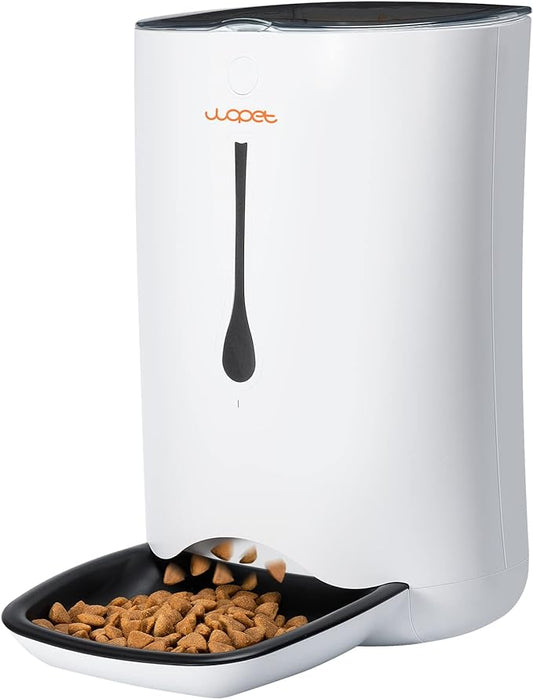 WOPET Automatic Pet Feeder Food Dispenser for Cats and Dogs–Features: Distribution Alarms,Portion Control,Voice Recorder, & Programmable Timer for up to 4 Meals per Day