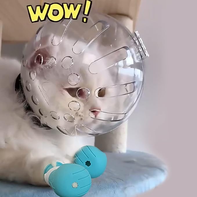 Cat Muzzle for Grooming,Bubble Muzzle and Boots for Nail Trimming,Cat Grooming Mask with Anti Bite,Cat Astronaut Helmet,Cat Breathable Muzzle and Silicone Paw Covers