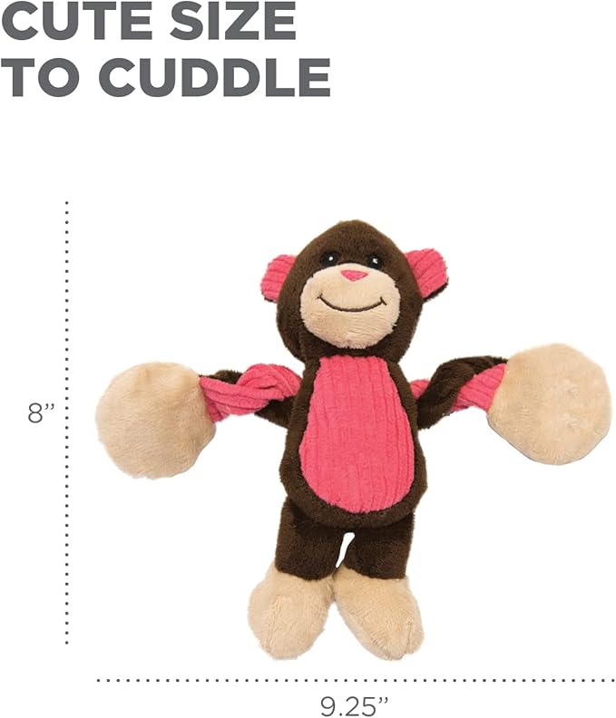 Outward Hound Baby Pulleez Monkey Squeaky Plush Dog Toy with Ropes for Pull-Through Tugging Action