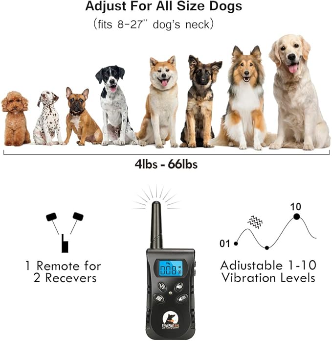 Paipaitek Vibrating Dog Collar, No Shock Dog Training Collar 2 Dogs, Deaf Dog Collars w/2 Receivers, Rechargeable & Waterproof, Up to 1600Ft Remote Range