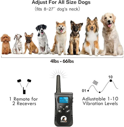 Paipaitek Vibrating Dog Collar, No Shock Dog Training Collar 2 Dogs, Deaf Dog Collars w/2 Receivers, Rechargeable & Waterproof, Up to 1600Ft Remote Range