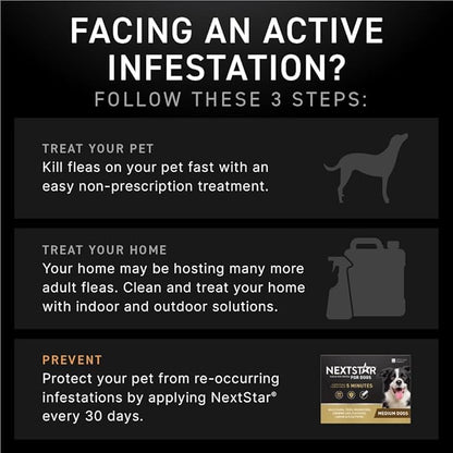 Flea and Tick Prevention for Dogs, Repellent, and Control, Fast Acting Waterproof Topical Drops for Medium Dogs, 6 Monthly Doses