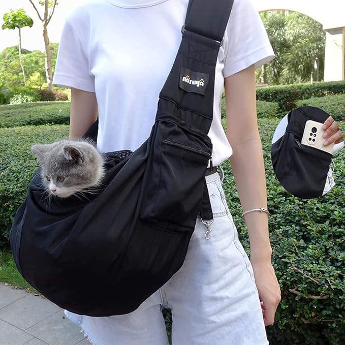NATUYA Pet Dog Sling Carrier - Waterproof and Windproof Puppy Carrier Bag, Adjustable Strap Hand-Free Dog Sling for Outdoor Activity or Subway