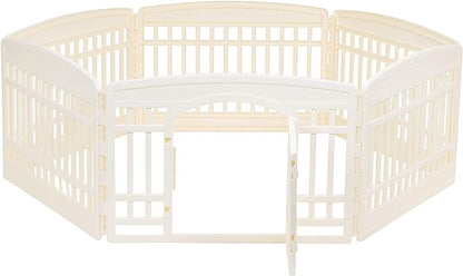 Amazon Basics - Round Dog Playpen, Pet Exercise Pen with Door, 24-Inches, 6 Panel, Beige