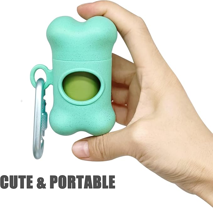 Bag Dispenser Dog Poop Bags Holder Dog Waste Bags Dispenser with Leak-Proof Green Poop Bags for Leash On The Go for Walking Dogs Outdoor(1 Holder 135 Bags,Light Blue)
