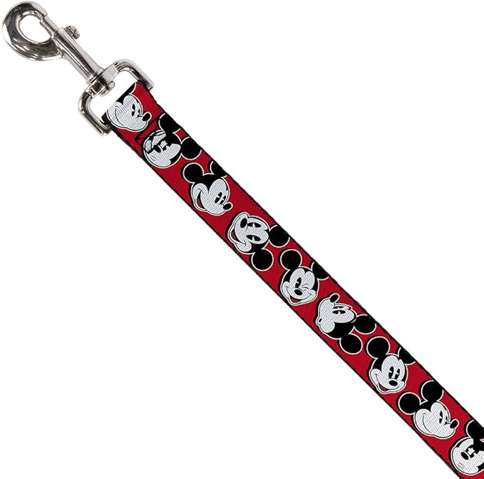 Buckle-Down Pet Leash - Mickey Mouse Expressions Red/Black/White - 4 Feet Long - 1" Wide